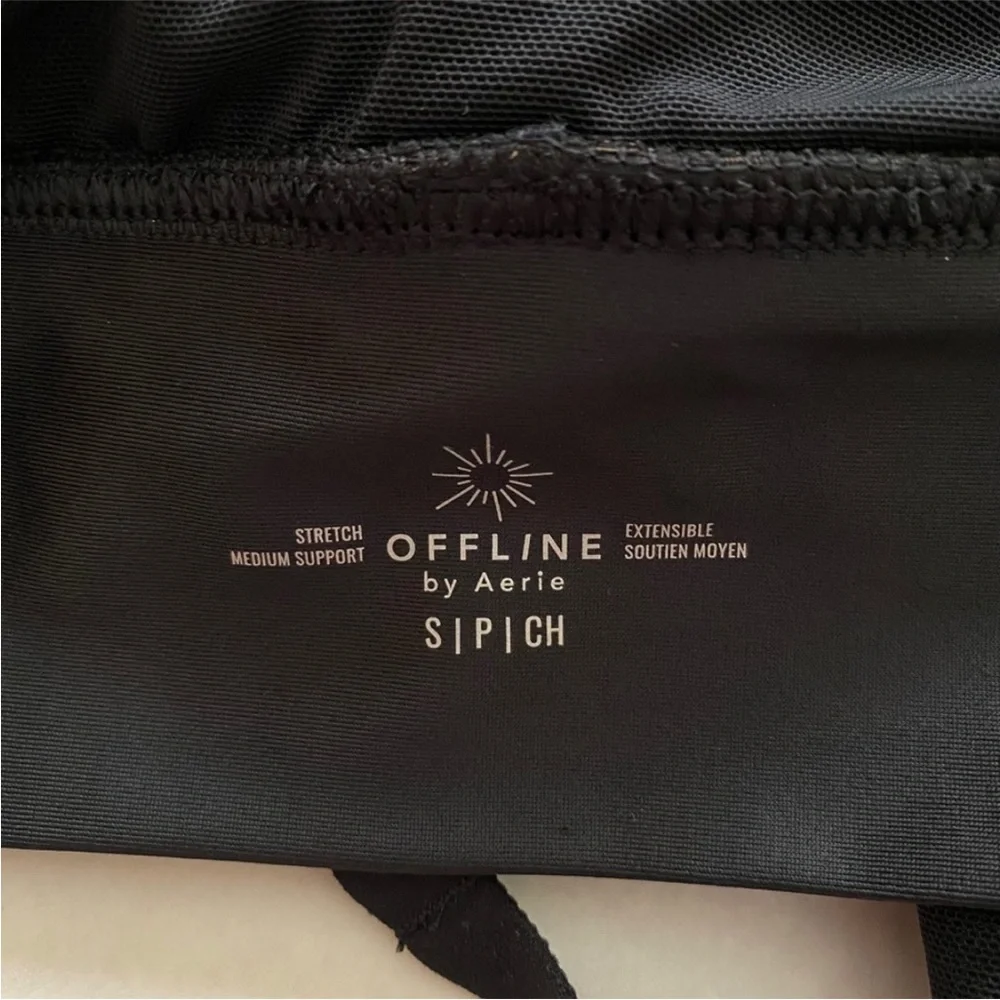 NEW Offline by Aerie American Eagle Shine Racerback Sports Bra Black Small